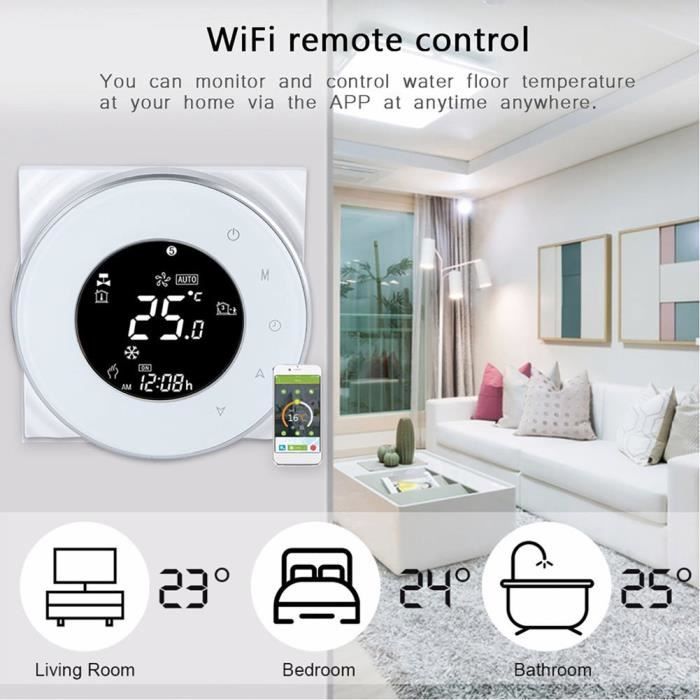 Thermostat Wifi pour chauffage au sol électrique, Thermostat à écran  tactile LCD avec chauffage au sol électrique avec - Cdiscount Bricolage