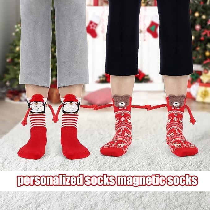 6 Paires Chaussettes Magnétique de Noël, Chaussettes Couple
