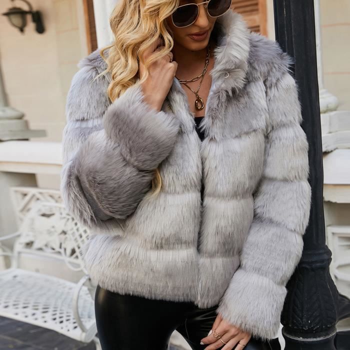 Manteau fourrure femme gris 2025