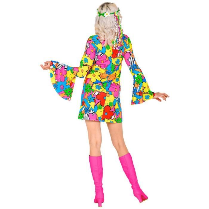 Déguisement hippie robe flower femme : Déguisement hippie flower