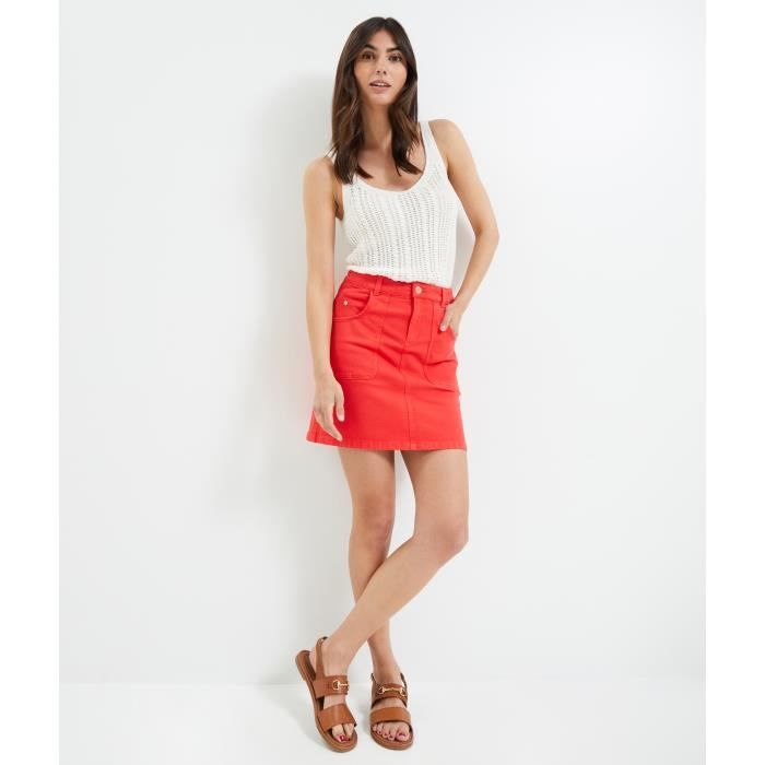 Jupe en jean rouge femme discount