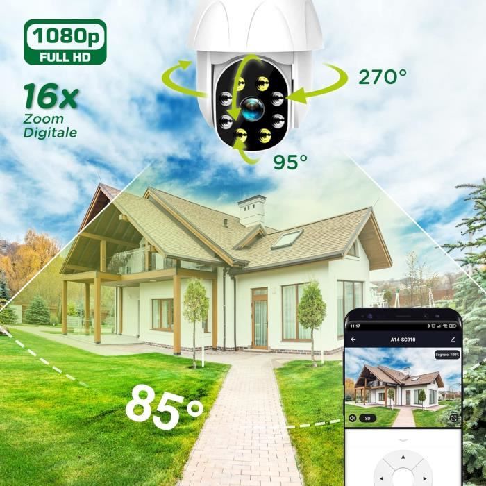Ip64 Camera Caméra Ip De Surveillance Wifi D'Extérieur, Motorisée Pan Et Tilt, A14 ...
