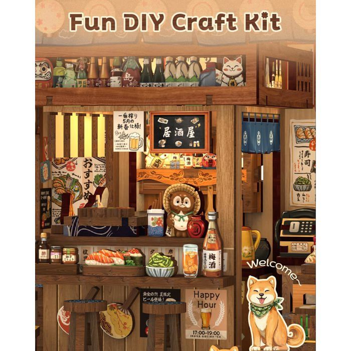 Kit Book Nook - Maquette 3D en Miniature Izakaya Japonais à Construire Kit Book Nook - Maquette 3D en Miniature Izakaya Japonais à Construire