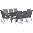 Ensemble table et chaises de jardin - HABITAT ET JARDIN - Cordoba XL 180 - Métal - Design - Gris foncé-0