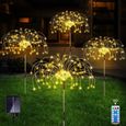 Lot de 4 Lampes Solaires de Feux D'artifice - BIVGOCLS - Blanc Chaud - 120 LED - Étanche - 8 Modes - pour Jardin-0