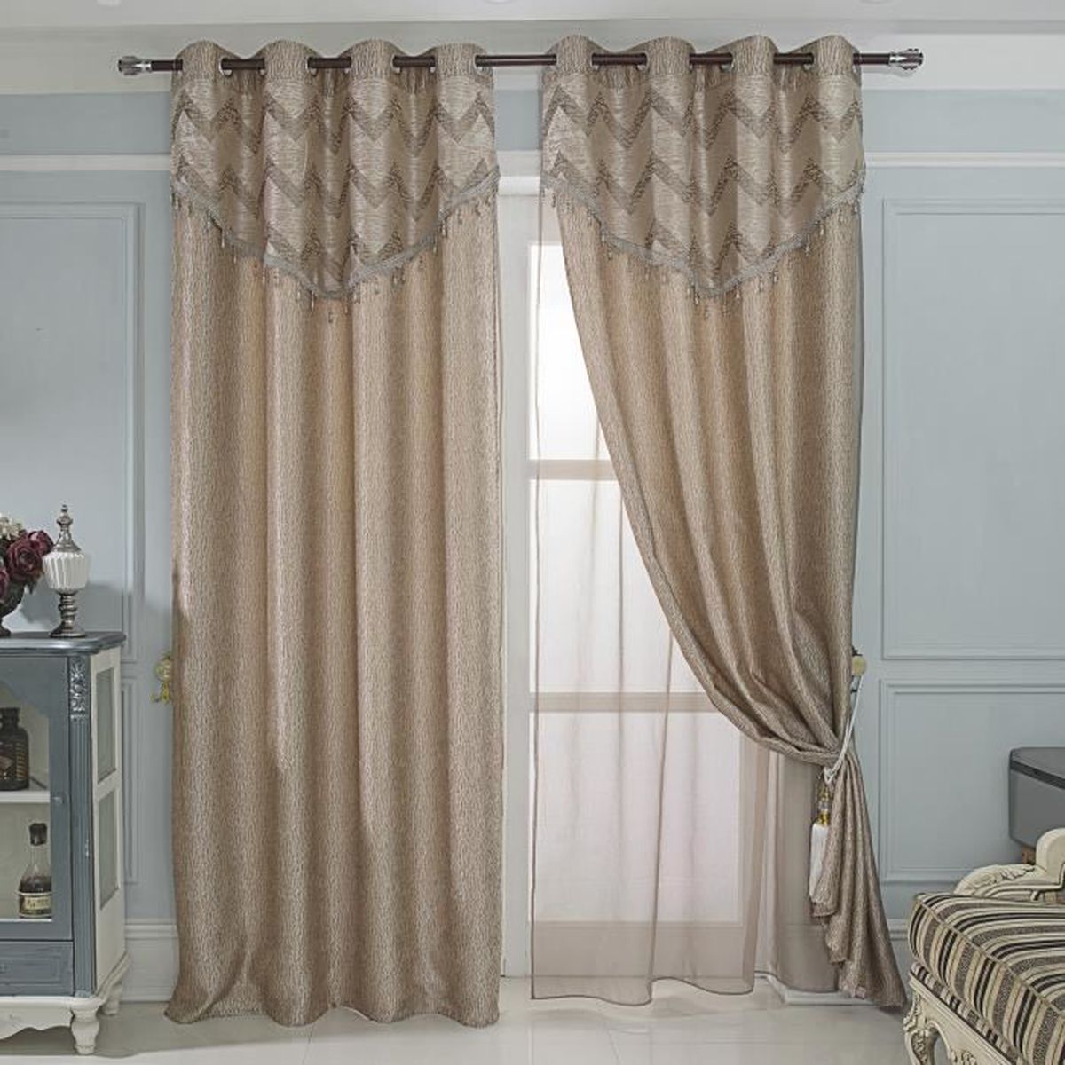 DOUBLE RIDEAUX ORIENTAL - LUXE -OR - Achat / Vente rideau ...