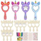 Matogle 9 Kits Bricolage Miroir Lapin en Bois - Loisirs Créatifs pour Filles - Colorer Miroirs avec Peinture et Pinceaux pour Activité Manuelle Pâques Fête Printemps Cadeau