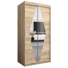 ABIKSMEBLE Boliwia 100 Armoire à Deux Portes Coulissantes avec Miroir, Tringle et Étagères 100x200x62 cm Sonoma