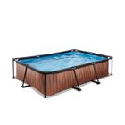 Piscine Tubulaire Rectangulaire - EXIT Toys - Wood - 300x200x65cm - Pompe Filtrante - Marron