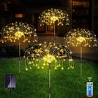 Lot de 4 Lampes Solaires de Feux D'artifice - BIVGOCLS - Blanc Chaud - 120 LED - Étanche - 8 Modes - pour Jardin