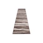 TAPISO Tapis de Couloir Poil Court SARI Marron Crème Rayures Polypropylène Intérieur 90x970 cm