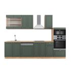 Cuisine Fame-Line, 300 cm avec armoire haute, sans plan de travail, Chêne vert et or/chêne doré, Vicco