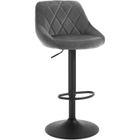 WOLTU Tabouret de Bar en Velours Tabouret pour bar-bistro avec repose-pied,Siège Hauteur réglable,Gris Foncé