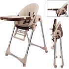 YOLEO Chaise Haute 4 Roues Nature, Chaise haute évolutive pliante, De la naissance à 6 ans, Pliable, Réglable, Gris