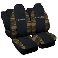 Lupex Shop Housses de siège auto compatibles pour Twingo Noir Camouflage Vert