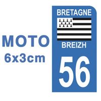 Autocollants Stickers plaque immatriculation scooter moto département 56 Morbihan Logo Région Bretagne Breizh Symbol