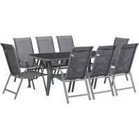 Ensemble table et chaises de jardin - HABITAT ET JARDIN - Cordoba XL 180 - Métal - Design - Gris foncé