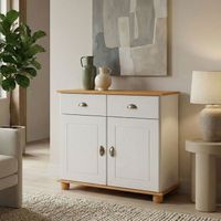 Buffet Cancun En Pin Massif 93x80x40cm - 2 Portes, 2 Tiroirs - Style Campagne