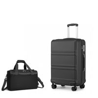 Kono Set de 2 Valises de Voyage Rigide Bagage Cabine 55cm à 4 roulettes avec Serrure TSA + Sac de Voyage Ryanair 40x20x25cm, Noir