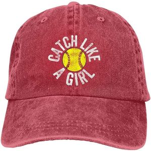 CASQUETTE Attrapez comme une fille Softball Catcher Cowboy Denim Hat Unisex Hip Hop Black Baseball Caps[3192]