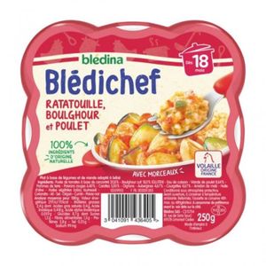 PLATS CUISINÉS Blédina Blédichef Ratatouille Boulghour et Poulet (dès 18 mois) l’assiette de 250g (lot de 8)