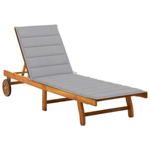CHAISE LONGUE 6003Neuve- Chaise longue de jardin,Bain de Soleil Transat de Jardin d’extérieur Camping avec coussin Bois d'acacia solide