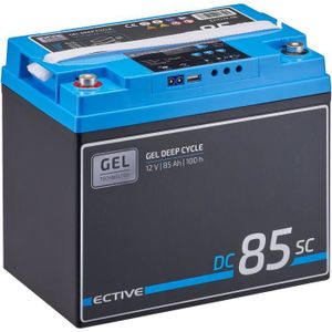 BATTERIE VÉHICULE ECTIVE EDC85SC Batterie Décharge Lente Deep Cycle 12V 85Ah GEL Solaire avec PWM-Chargeur et Ecran LCD