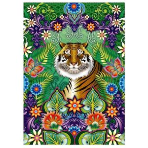 PUZZLE Puzzle 500 pieces Sa Majeste le Tigre du Bengale Fix colle incluse Art Illustration Decoration Set puzzle adulte carte animaux