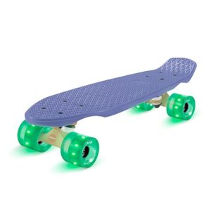 SKATEBOARD - LONGBOARD Skateboard - Fun Pro Mini Cruiser Trickboard PP-Board 100kg Roues à LED - Bleu & Vert