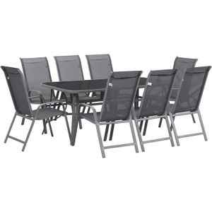 Ensemble table et chaise de jardin Ensemble table et chaises de jardin - HABITAT ET JARDIN - Cordoba XL 180 - Métal - Design - Gris foncé