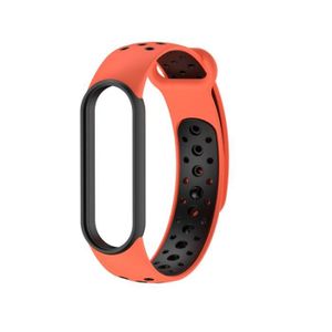 BRACELET MONTRE CONNEC. Bracelet Connecté Xiaomi Mi Band 5/5 NFC - Bracelet Cadre en Silicone Bi-Couleur Intégré - Orange/Noir