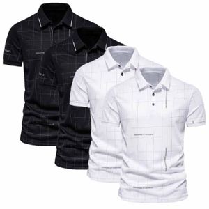 POLO Lot de 4 Polo Homme Manche Courte Été Fashion Casual Respirant Confortable Marque Luxe T-Shirt Homme - Noir-Noir-Blanc-Blanc