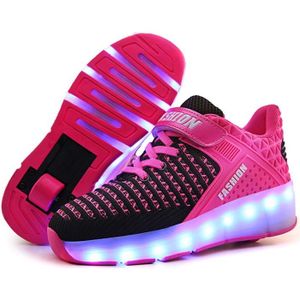 srder-USB Rechargeable Clignotante Chaussures à roulettes 7 Colorés LED Roller Chaussures de Skateboard Baskets Lumineuse avec Roues Sport Multisports Gymnastique Mode pour Garçons et Filles Enfants