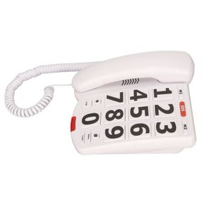 Téléphone fixe Qiilu Téléphone filaire à gros boutons Téléphone à