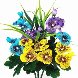 FLEUR ARTIFICIELLE QIANYUN Fleurs Artificielles Extérieures Résistantes Aux UV Pensées Artificielles Faux Fleur en Plastique en Vrac Fausses Plante263