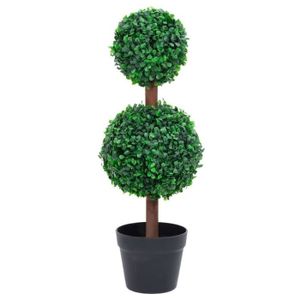 FLEUR ARTIFICIELLE vidaXL Plante de buis artificiel avec pot Forme de boule Vert 60 cm