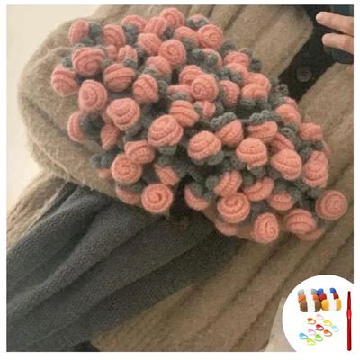 Couverture Bouquet De Roses Au Crochet - Plaid Fait Main 80x80 Cm, Tons Pastel - Déco Maison, Cadeau Fête Des Mères, Noël