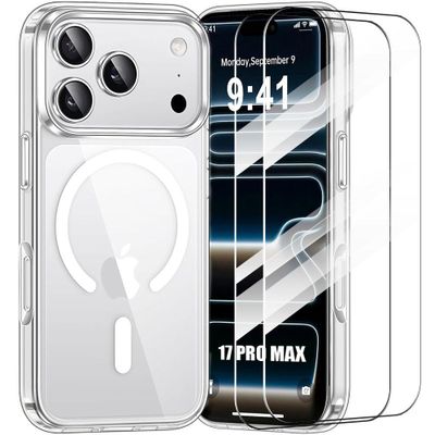 Coque transparente pour iPhone 17 Pro Max avec Noir Ridge (MagSafe inc