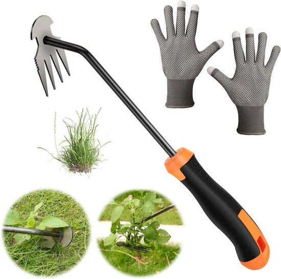 WENKO Désherbeur Manuel Avec Manche Télescopique - Outil Jardin Écologique Pour Mauvaises Herbes