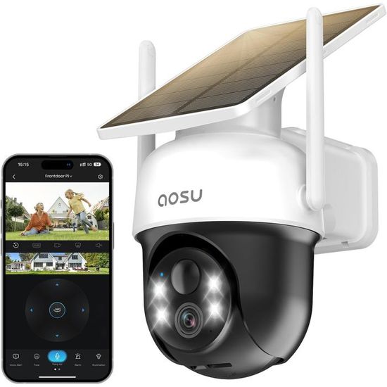 Aosu 2K Camera Surveillance WiFi Exterieure sans Fil Camera Solaire — free download