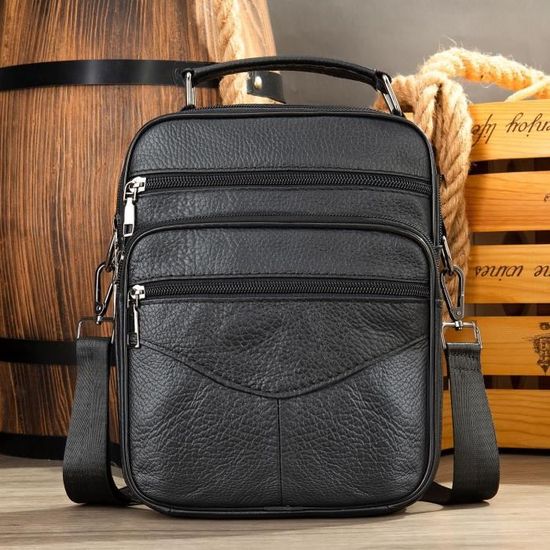 Sacoche Bandoulière Homme En Cuir Vintage Multipoches 25 X 19 X