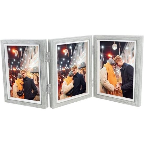 Cadre Photo Mariage Cadre Photo Bois Rotatif Double Face 10x15cm Bqweun - Avec Lumière Cadeau Cadre Photo Lumineux
