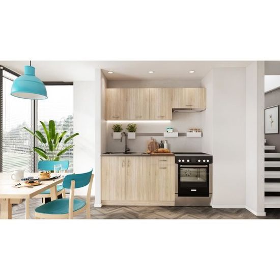 Cuisine Complete Mela 1m80 Chene Clair Sonoma Achat Vente Cuisine Complete Cuisine Complete Mela 1m80 Cdiscount