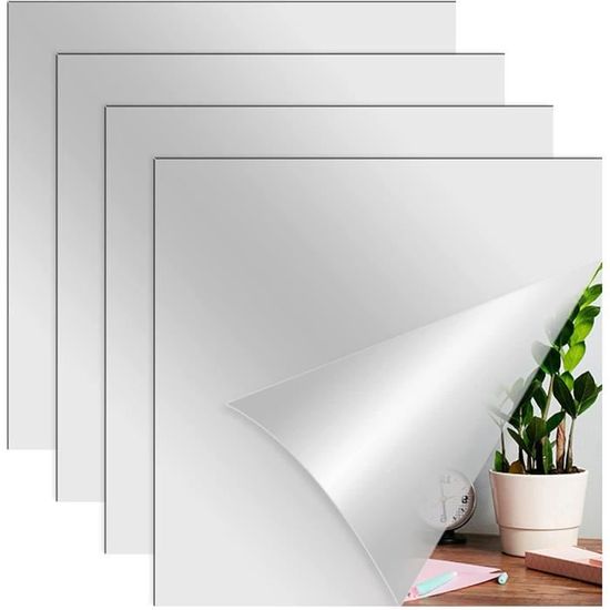 Lot De 4 Miroirs Autocollants Acrylique – 20x30 Cm, 2 Mm, Flexibles, Pour Mur Salle De Bain Chambre