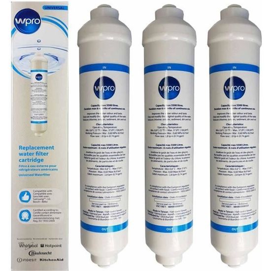 SBS002 Filtre à eau pour réfrigérateur WPRO 484000008726