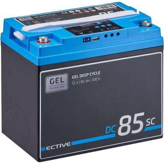 ECTIVE EDC85SC Batterie Décharge Lente Deep Cycle 12V 85Ah GEL Solaire avec PWM-Chargeur et Ecran LCD