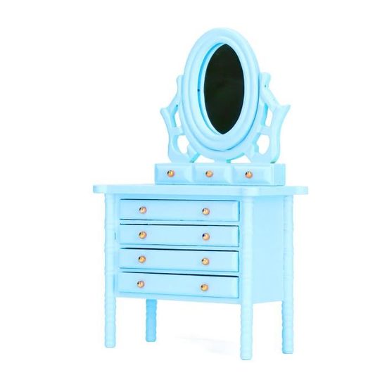 Maison de Poupée 1:12 Coiffeuse Tabouret Miniature Mobilier de Chambre Modèle Décoration Accessoire Maison de Poupée DIY