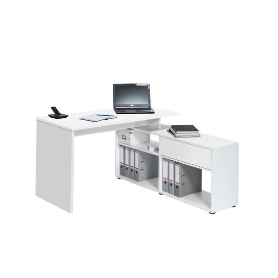Matelpro Bureau Contemporain Avec Rangement Coloris Blanc