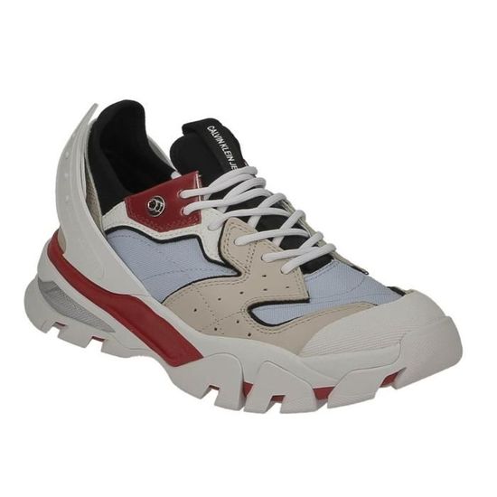 Basket Calvin Klein Jeans Calador beige blanc bleu et rouge