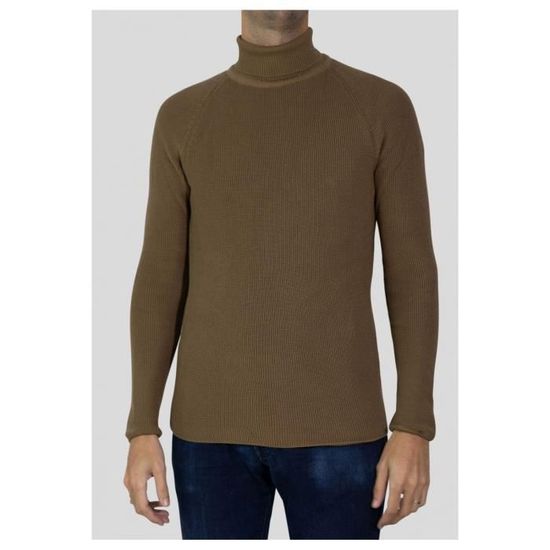 Pull col roule Marron Homme Marron Cdiscount Pret a Porter
